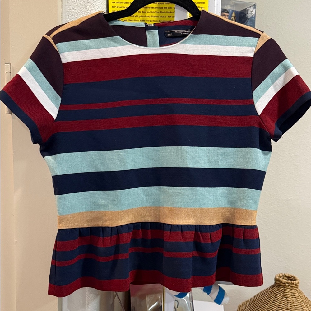 NWOT Zara Peplum Stripe Top